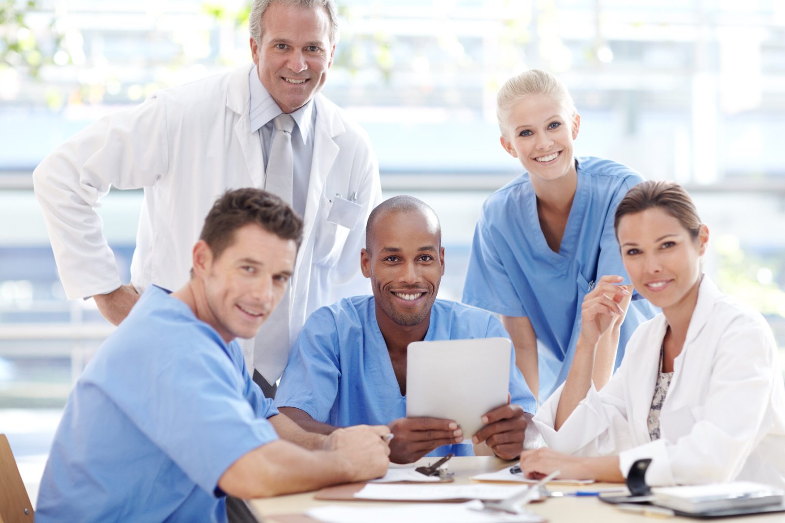 A team of happy medical professionals.